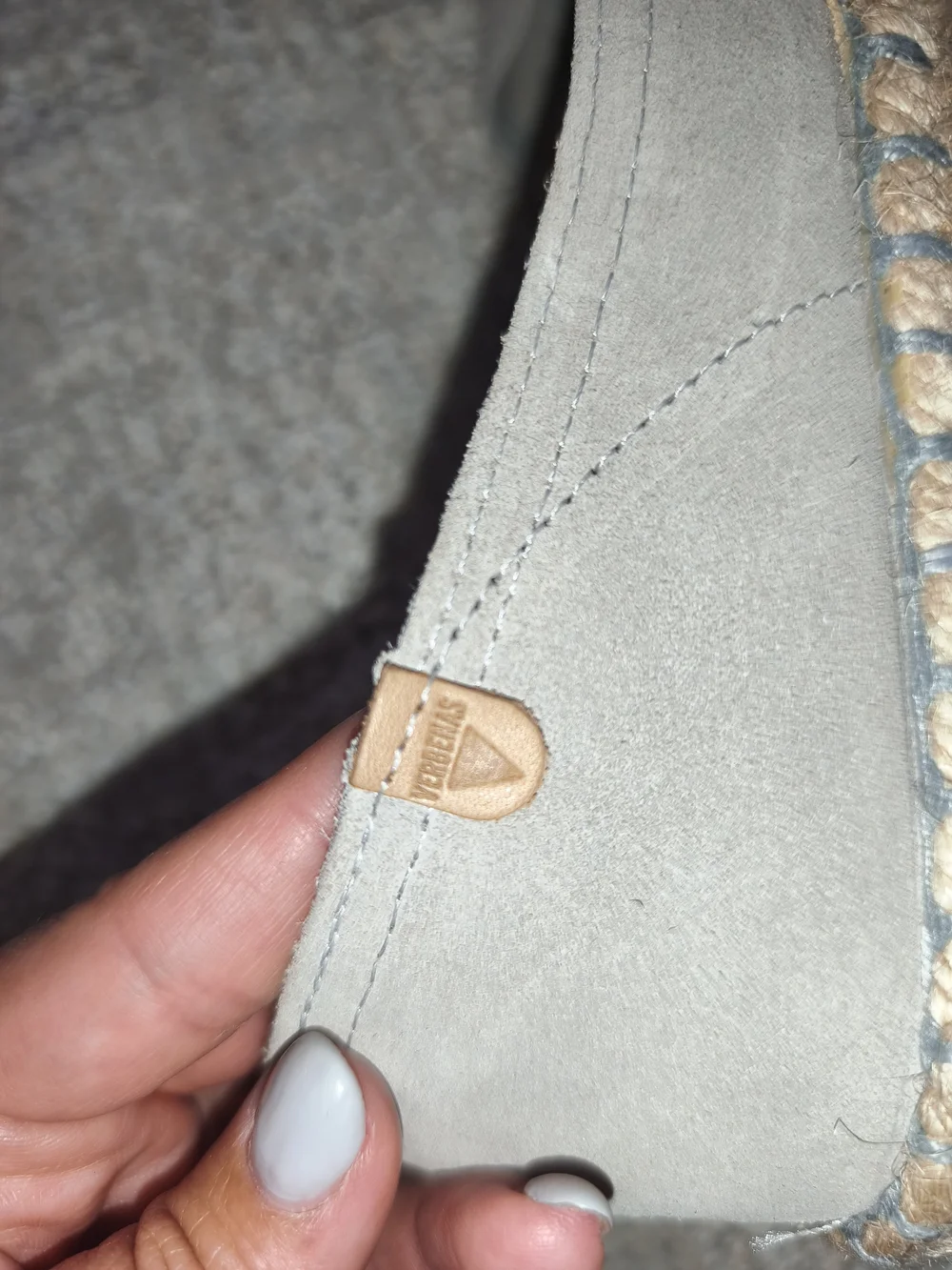 Verbenas Cruz Women's Gray Suede Peep Toe Espadrille Flats Shoes MadeIn Spain 39